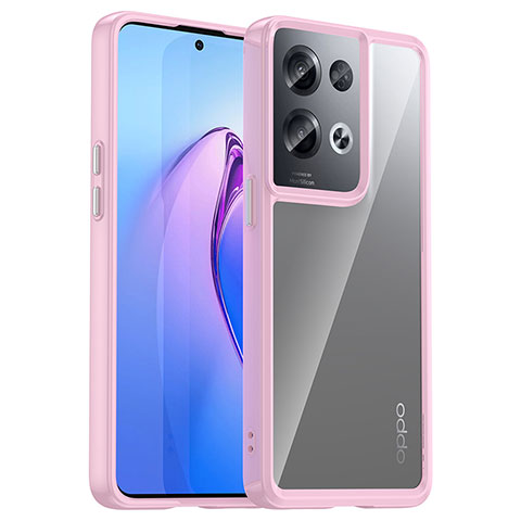 Silikon Schutzhülle Rahmen Tasche Hülle Durchsichtig Transparent J01S für Oppo Reno8 Pro 5G Rosa