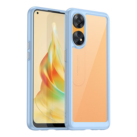 Silikon Schutzhülle Rahmen Tasche Hülle Durchsichtig Transparent J01S für Oppo Reno8 T 4G Blau