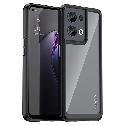 Silikon Schutzhülle Rahmen Tasche Hülle Durchsichtig Transparent J01S für Oppo Reno9 5G Schwarz