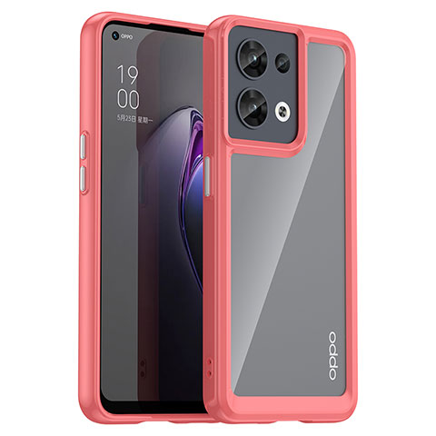 Silikon Schutzhülle Rahmen Tasche Hülle Durchsichtig Transparent J01S für Oppo Reno9 Pro 5G Rot