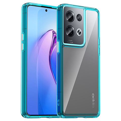 Silikon Schutzhülle Rahmen Tasche Hülle Durchsichtig Transparent J01S für Oppo Reno9 Pro+ Plus 5G Cyan