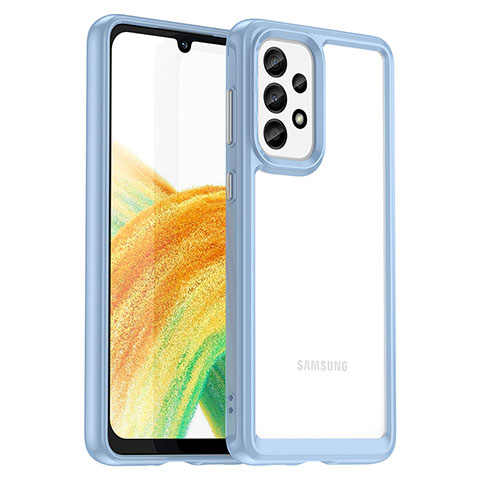 Silikon Schutzhülle Rahmen Tasche Hülle Durchsichtig Transparent J01S für Samsung Galaxy A33 5G Blau