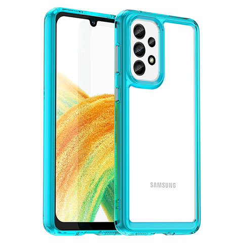 Silikon Schutzhülle Rahmen Tasche Hülle Durchsichtig Transparent J01S für Samsung Galaxy A33 5G Cyan