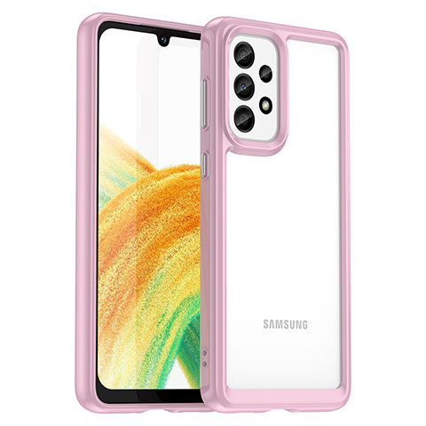 Silikon Schutzhülle Rahmen Tasche Hülle Durchsichtig Transparent J01S für Samsung Galaxy A33 5G Rosa