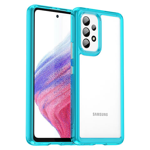 Silikon Schutzhülle Rahmen Tasche Hülle Durchsichtig Transparent J01S für Samsung Galaxy A53 5G Cyan