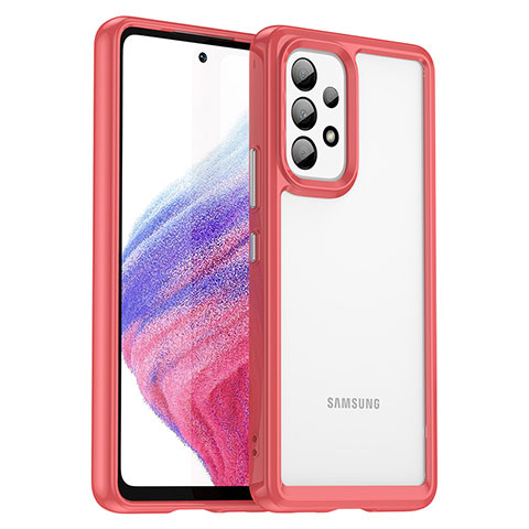 Silikon Schutzhülle Rahmen Tasche Hülle Durchsichtig Transparent J01S für Samsung Galaxy A53 5G Rot