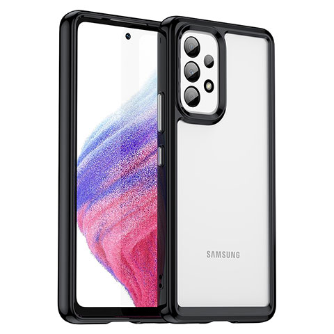 Silikon Schutzhülle Rahmen Tasche Hülle Durchsichtig Transparent J01S für Samsung Galaxy A53 5G Schwarz