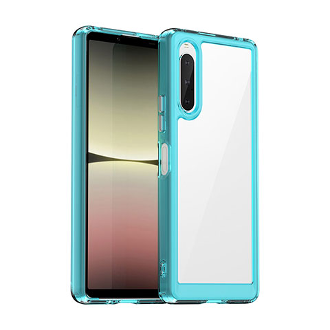 Silikon Schutzhülle Rahmen Tasche Hülle Durchsichtig Transparent J01S für Sony Xperia 10 V Cyan