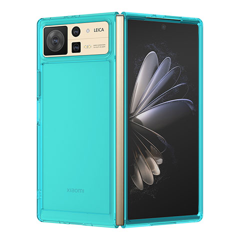 Silikon Schutzhülle Rahmen Tasche Hülle Durchsichtig Transparent J01S für Xiaomi Mix Fold 2 5G Cyan