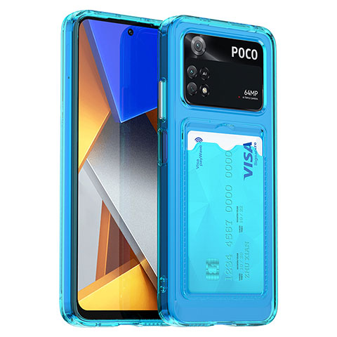 Silikon Schutzhülle Rahmen Tasche Hülle Durchsichtig Transparent J01S für Xiaomi Poco M4 Pro 4G Blau