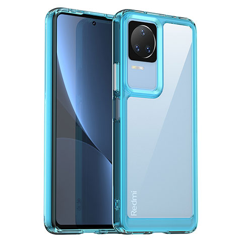 Silikon Schutzhülle Rahmen Tasche Hülle Durchsichtig Transparent J01S für Xiaomi Redmi K40S 5G Hellblau