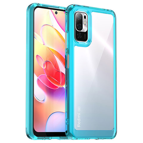 Silikon Schutzhülle Rahmen Tasche Hülle Durchsichtig Transparent J01S für Xiaomi Redmi Note 10 5G Cyan