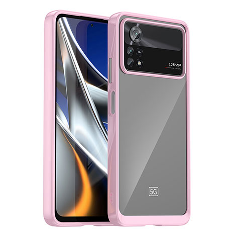 Silikon Schutzhülle Rahmen Tasche Hülle Durchsichtig Transparent J01S für Xiaomi Redmi Note 11E Pro 5G Rosa