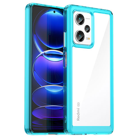 Silikon Schutzhülle Rahmen Tasche Hülle Durchsichtig Transparent J01S für Xiaomi Redmi Note 12 Pro+ Plus 5G Hellblau