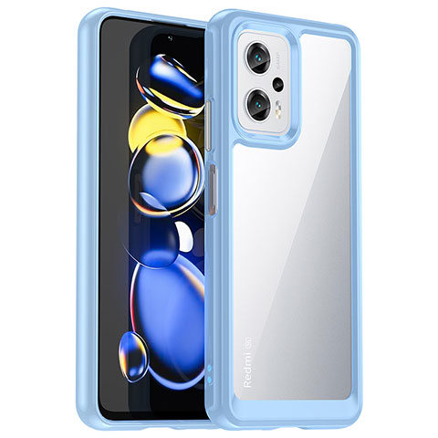 Silikon Schutzhülle Rahmen Tasche Hülle Durchsichtig Transparent J01S für Xiaomi Redmi Note 12T Pro 5G Blau