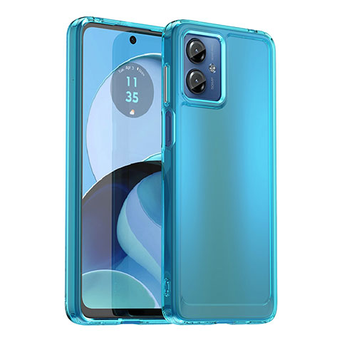 Silikon Schutzhülle Rahmen Tasche Hülle Durchsichtig Transparent J02S für Motorola Moto G14 Blau