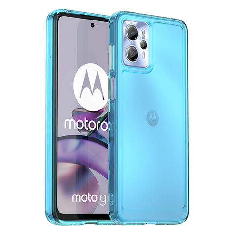 Silikon Schutzhülle Rahmen Tasche Hülle Durchsichtig Transparent J02S für Motorola Moto G23 Blau