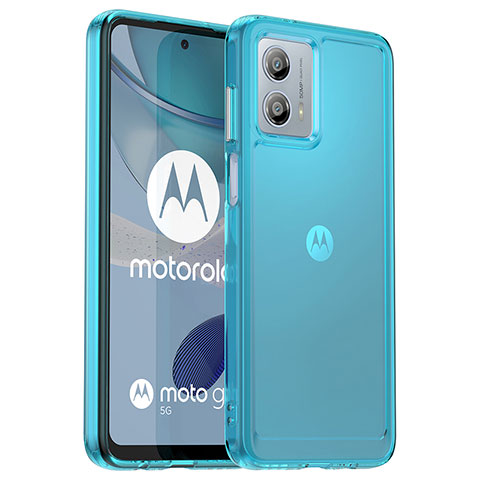 Silikon Schutzhülle Rahmen Tasche Hülle Durchsichtig Transparent J02S für Motorola Moto G53 5G Blau