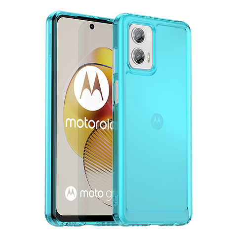 Silikon Schutzhülle Rahmen Tasche Hülle Durchsichtig Transparent J02S für Motorola Moto G73 5G Blau