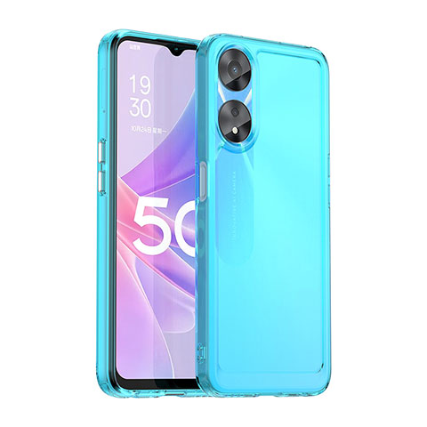 Silikon Schutzhülle Rahmen Tasche Hülle Durchsichtig Transparent J02S für Oppo A58 5G Blau