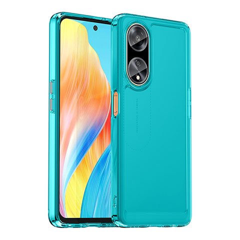 Silikon Schutzhülle Rahmen Tasche Hülle Durchsichtig Transparent J02S für Oppo A98 5G Blau