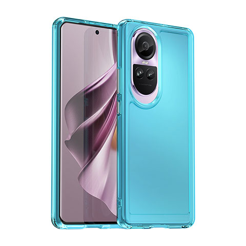 Silikon Schutzhülle Rahmen Tasche Hülle Durchsichtig Transparent J02S für Oppo Reno10 5G Blau