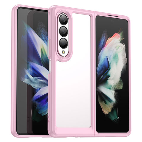 Silikon Schutzhülle Rahmen Tasche Hülle Durchsichtig Transparent J02S für Samsung Galaxy Z Fold3 5G Rosa