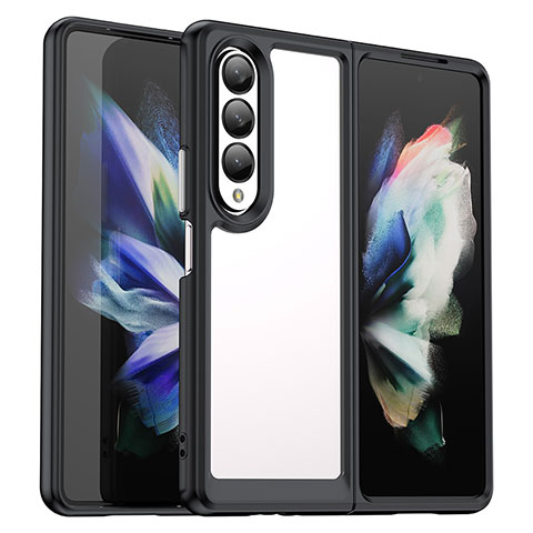 Silikon Schutzhülle Rahmen Tasche Hülle Durchsichtig Transparent J02S für Samsung Galaxy Z Fold3 5G Schwarz