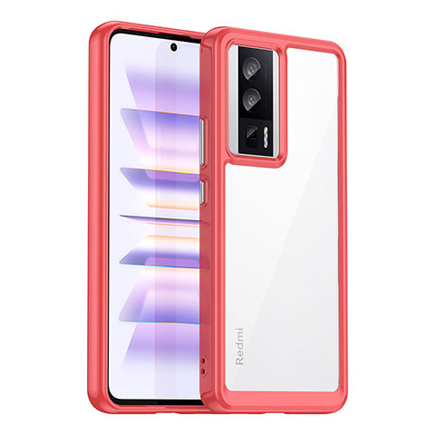 Silikon Schutzhülle Rahmen Tasche Hülle Durchsichtig Transparent J02S für Xiaomi Poco F5 Pro 5G Rot