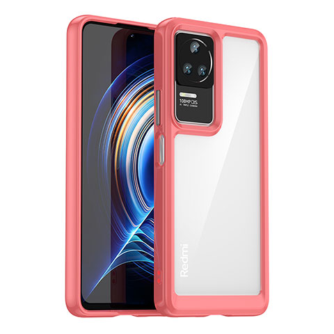 Silikon Schutzhülle Rahmen Tasche Hülle Durchsichtig Transparent J02S für Xiaomi Redmi K60E 5G Rot