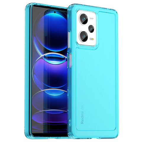 Silikon Schutzhülle Rahmen Tasche Hülle Durchsichtig Transparent J02S für Xiaomi Redmi Note 12 Pro 5G Cyan