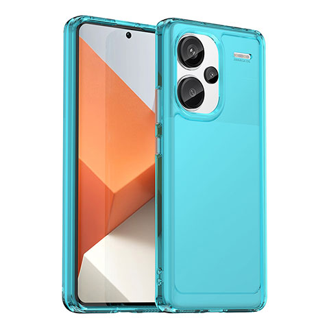 Silikon Schutzhülle Rahmen Tasche Hülle Durchsichtig Transparent J02S für Xiaomi Redmi Note 13 Pro+ Plus 5G Blau