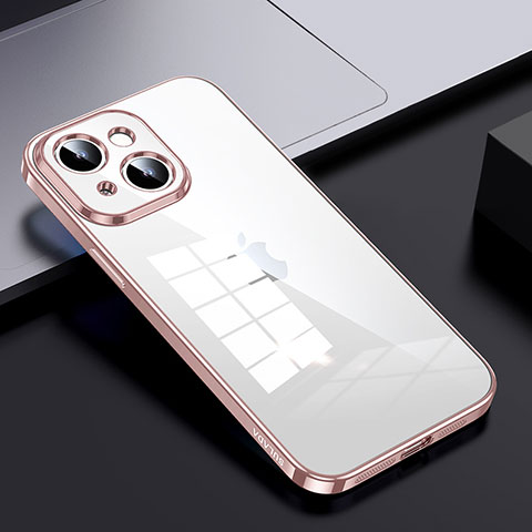 Silikon Schutzhülle Rahmen Tasche Hülle Durchsichtig Transparent LD2 für Apple iPhone 14 Plus Rosegold