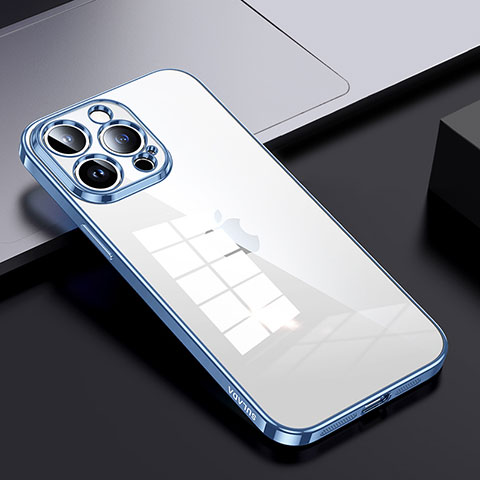 Silikon Schutzhülle Rahmen Tasche Hülle Durchsichtig Transparent LD2 für Apple iPhone 14 Pro Max Hellblau