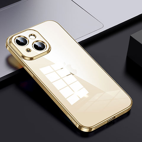 Silikon Schutzhülle Rahmen Tasche Hülle Durchsichtig Transparent LD2 für Apple iPhone 15 Gold