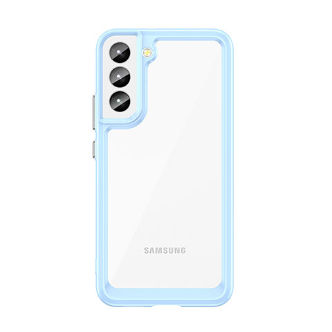 Silikon Schutzhülle Rahmen Tasche Hülle Durchsichtig Transparent M03 für Samsung Galaxy S21 5G Blau