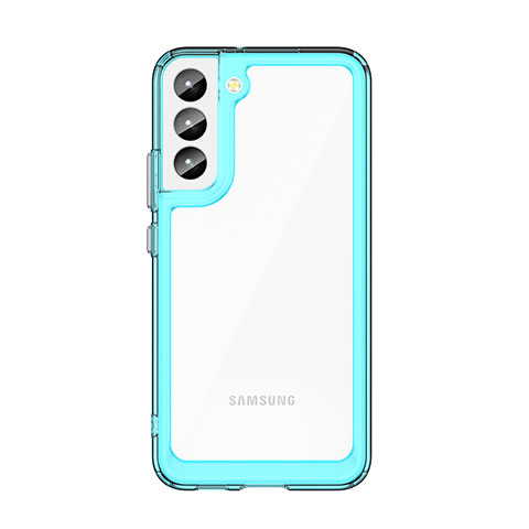 Silikon Schutzhülle Rahmen Tasche Hülle Durchsichtig Transparent M03 für Samsung Galaxy S21 5G Cyan