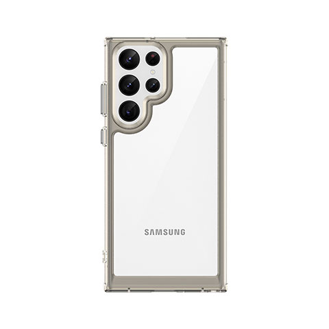 Silikon Schutzhülle Rahmen Tasche Hülle Durchsichtig Transparent M03 für Samsung Galaxy S22 Ultra 5G Grau