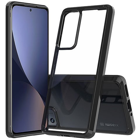 Silikon Schutzhülle Rahmen Tasche Hülle Durchsichtig Transparent M07 für Xiaomi Mi 12 Pro 5G Schwarz