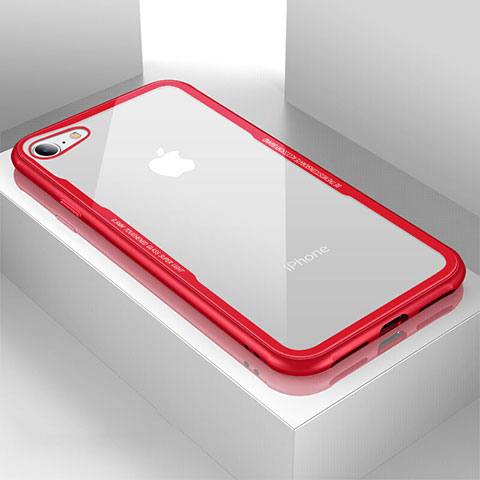 Silikon Schutzhülle Rahmen Tasche Hülle Durchsichtig Transparent Spiegel für Apple iPhone SE (2020) Rot