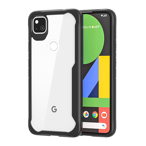 Silikon Schutzhülle Rahmen Tasche Hülle Durchsichtig Transparent Spiegel für Google Pixel 4a Schwarz