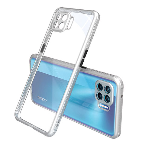 Silikon Schutzhülle Rahmen Tasche Hülle Durchsichtig Transparent Spiegel für Oppo F17 Pro Silber