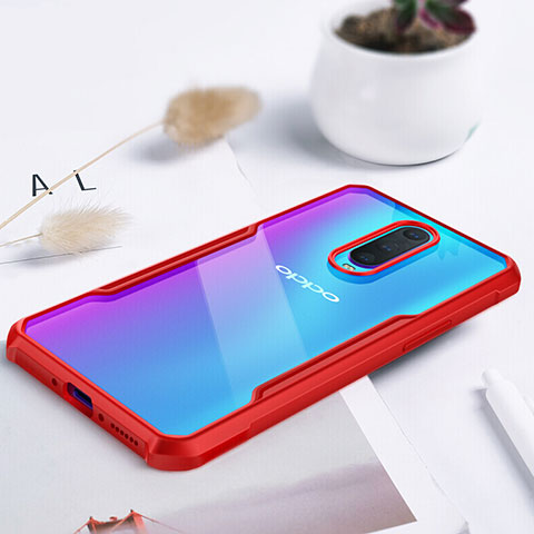 Silikon Schutzhülle Rahmen Tasche Hülle Durchsichtig Transparent Spiegel für Oppo R17 Pro Rot