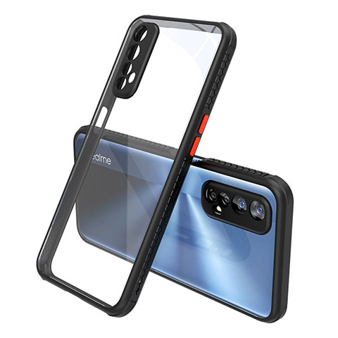 Silikon Schutzhülle Rahmen Tasche Hülle Durchsichtig Transparent Spiegel für Realme 7 Schwarz