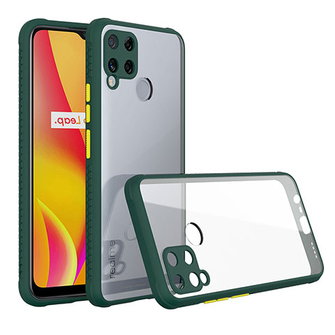 Silikon Schutzhülle Rahmen Tasche Hülle Durchsichtig Transparent Spiegel für Realme C15 Nachtgrün