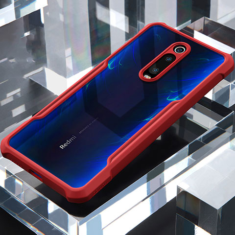 Silikon Schutzhülle Rahmen Tasche Hülle Durchsichtig Transparent Spiegel für Xiaomi Mi 9T Pro Rot