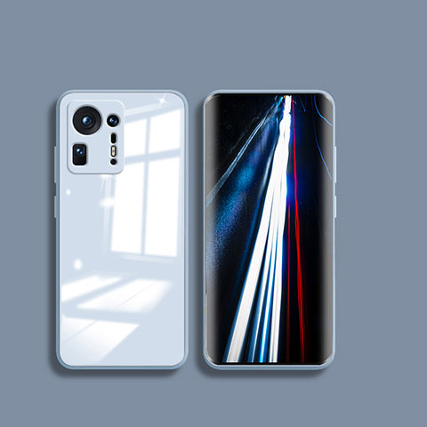 Silikon Schutzhülle Rahmen Tasche Hülle Durchsichtig Transparent Spiegel für Xiaomi Mi Mix 4 5G Hellblau