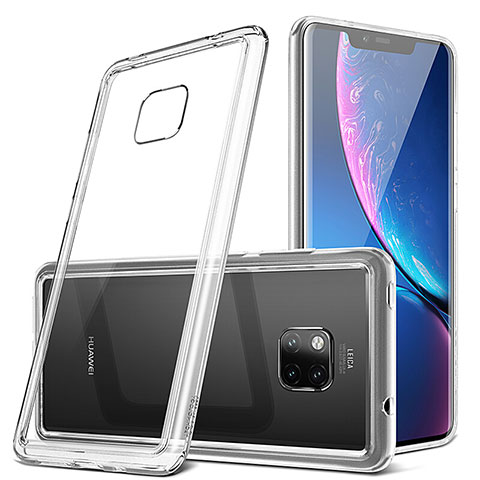 Silikon Schutzhülle Rahmen Tasche Hülle Durchsichtig Transparent Spiegel H01 für Huawei Mate 20 Pro Weiß