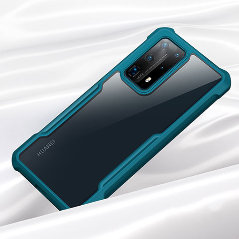 Silikon Schutzhülle Rahmen Tasche Hülle Durchsichtig Transparent Spiegel H01 für Huawei P40 Pro+ Plus Cyan