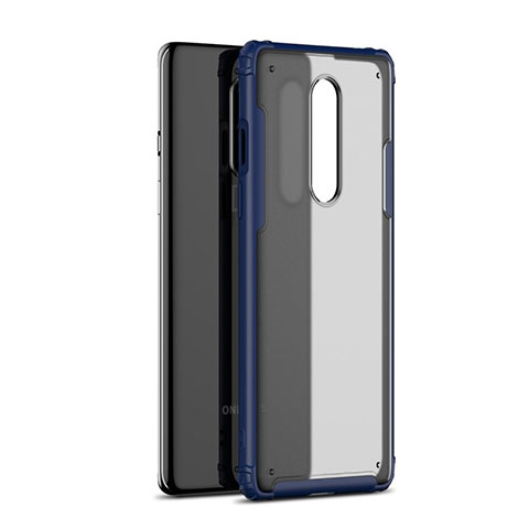 Silikon Schutzhülle Rahmen Tasche Hülle Durchsichtig Transparent Spiegel H01 für OnePlus 8 Blau